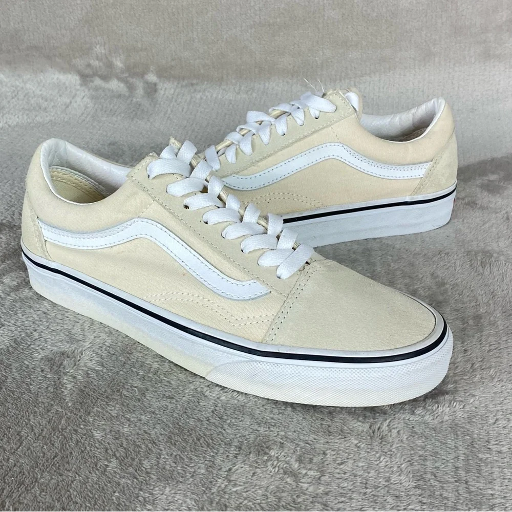 Vans Old Skool Shoes‎ Men 6.5 Women 8 Off White Suede Skate Sneakers NEW
